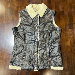 Woolrich Leather Vest; Sz Medium